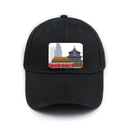 Casquette classique broderie monument de Chine en coton noir de qualité supérieure