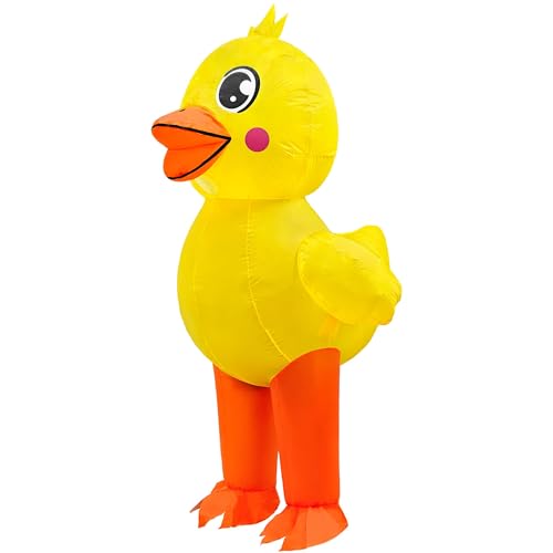 Goenb Costume de canard gonflable jaune gonflable pour adultes, enfants, femmes et hommes pour Halloween, cosplay, fête