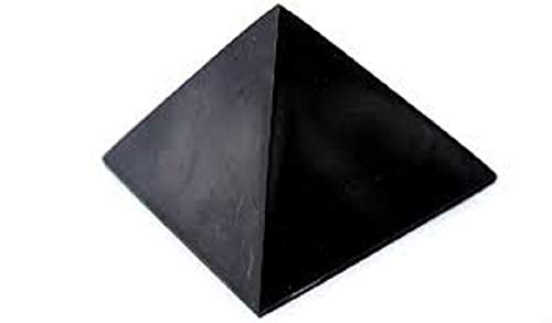 Art Of Creation Shungite High Polished Pyramid 4 Inch Big Size for EMF Protection, 100% Authentic Anti-Radiation Stone Figures from Karelia, Russia