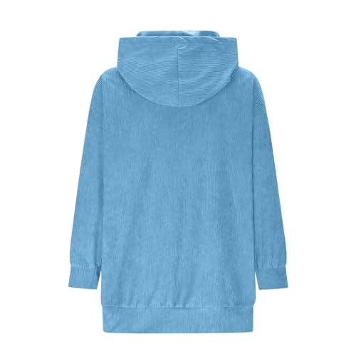 Kids Girls Corduroy Ribbed Hooded Sweatshirts Long Sleeve Oversize Solid Color Pullovers Fall Cozy Thermal Tops Pockets4