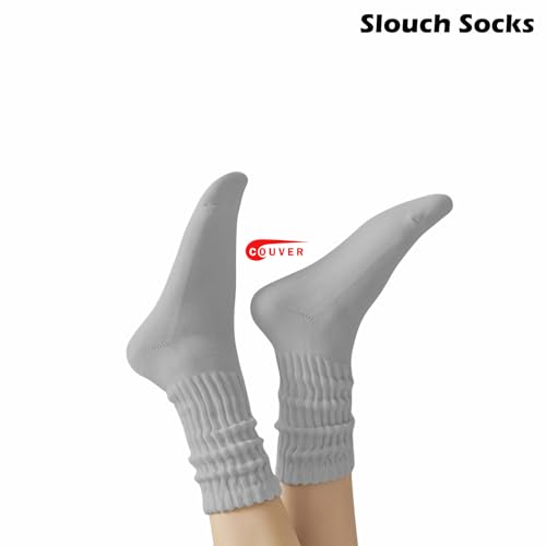 Image of COUVER Womens Scrunched Slouch Socks Soft Cotton Blend Crew or Knee High, White, 9-11, 1 Pair