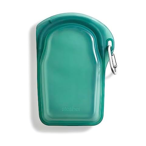 Stasher Premium Silicone Reusable Food Storage Go Bag, Waterfall | Microwave, Sous Vide, Dishwasher, Oven and Freezer Safe | BPA Free, Leak-free, Eco-friendly, 18 Oz Cover