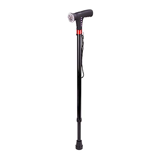 Folding Carbon Fiber Crutches - Travel Adjustable Folding Cane with Alarm Led, Light Radio and Handle Suitable for Disabled Elderly, Folding Aluminum Under Arm Crutches, Under Arm Crutches