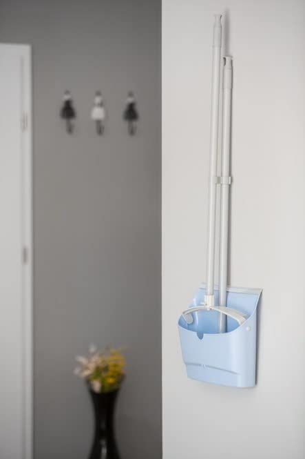 YORK Besen Quick mit Langem Stiel 85x25 cm - und Kehrschaufel Combo Hervorragende Staubaufnahme Kehrwisch Schaufel Set Handliches - Boden Anliegend, Blau – Bild 4