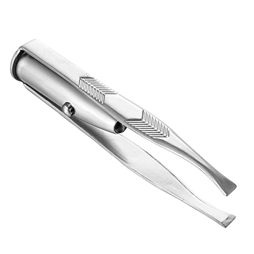 ikasus Pinzette Sopracciglio con Luce, Pinzette a LED Pinzette in Acciaio Inox Illuminate Depilazione Sopracciglia Ciglio Trucco per Uomo Donna
