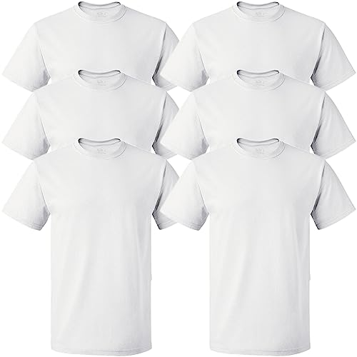 Fruit of the Loom mens Stay Tucked Crew T-shirt Underwear, Tapered Fit - White 6 Pack, Small US