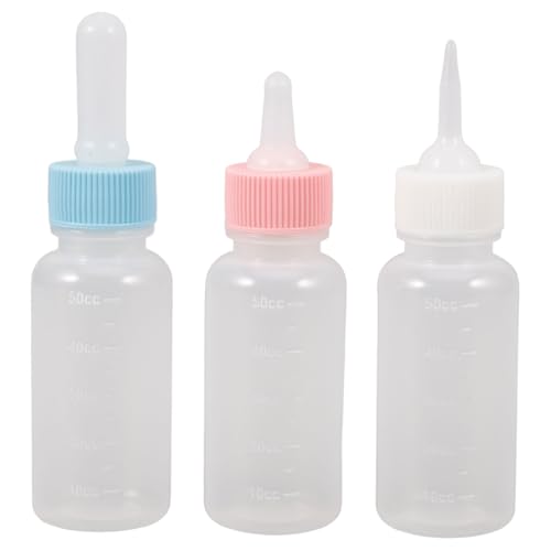 PEPLAYTAL 子猫用哺乳瓶 3個入り ペット用プラスチックシリコン製ミルクボトル 50ml 給餌ボトル 小型ペット用 子犬 子猫に適した介護用品