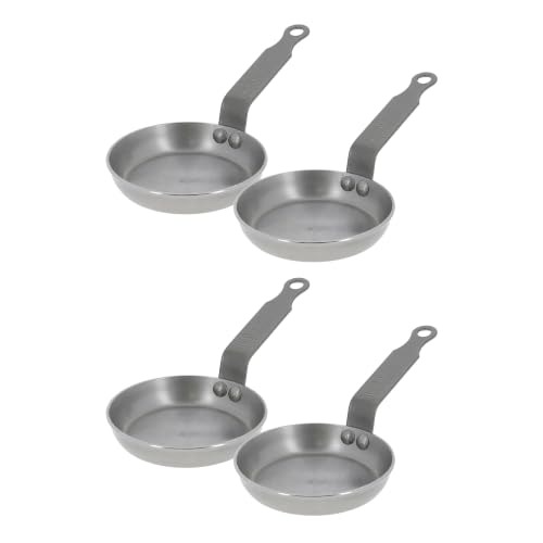 Image of de Buyer MINERAL B Carbon Steel Egg & Pancake Pan - 4.75 inch Diameter - Naturally Non-Stick Finish - Made in France - Pack of 4