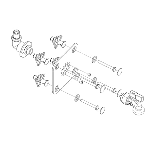 Platine sortie de cloison simple à sertir PER Ø12 pour machine à laver – Platine encastrable + habillage + kit de fixation mural