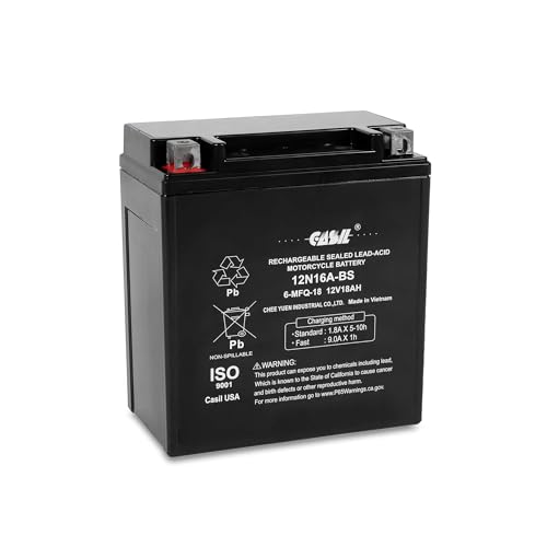 YTX16-BS -12 Volt 18 AH Rechargeable Maintenance Free SLA AGM Motorcycle Battery Replace for FTH16-BS-1 FTZ16-BS-1