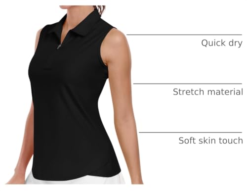 Image of AIRIKE Golf Polo Shirts for Women Sleeveless Summer Sports Athletic Fashionable Workwear-Quick Dry Womens Tank Tops