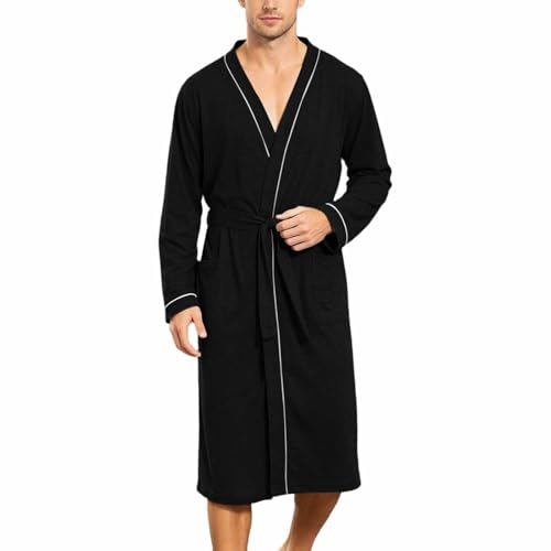 Peignoir long pour homme léger et doux au toucher avec ceinture