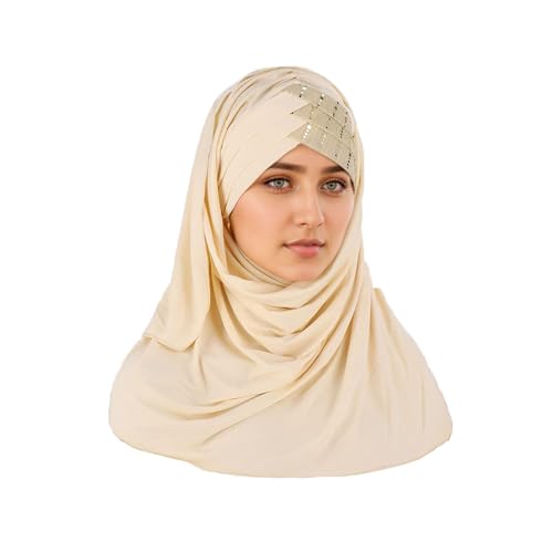 Sequin Hijab Muslim Head Wrap, Solid Color Scarf Lightweight Adjustable Islamic Stretch Elastic Head Cover for Women2