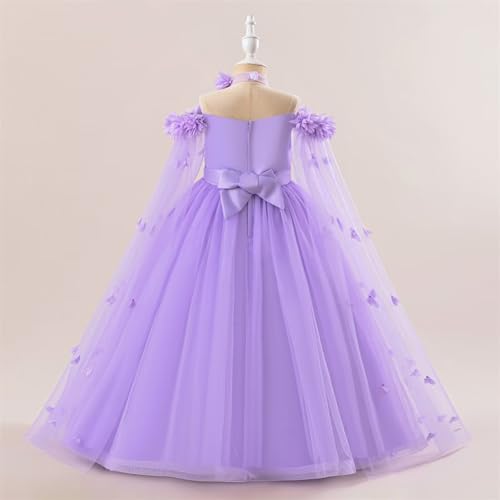 Girl's Off the Shoulder Flowers Tulle Princess Dress with Cap Sleeve Costume Party Prom Dress for Kids Size 2-123