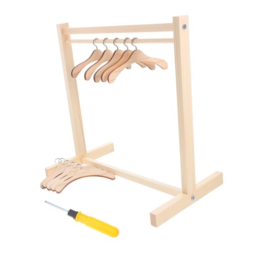 Portant vêtements poupée en bois au design élégant BESPORTBLE, support robuste en bois beige
