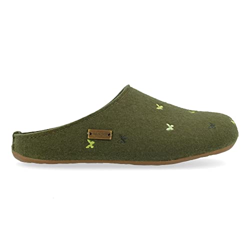 Image of HAFLINGER Fafalline Wool Felt Butterfly Motif Womens Slip On Mule Slippers Unisex