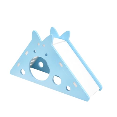 petsola 木製のハムスターの家、木製の動物の隠れ家、小屋遊びおもちゃ、スライドチューケージのおもちゃ、小さなペットのためのおもちゃハムスターの隠れ家, 青