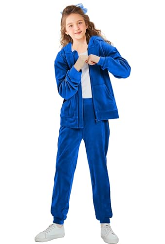 Girls Velour Tracksuit Sweatsuits Set 2 Piece Outfits Zip Up Hoodies and Pants Sportswear Jogging Suit3