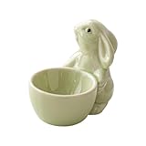 Leefasy Ceramic Egg Cup for Soft Boiled Egg,Porcelain Single Egg Stand Holder for Breakfast,Kitchen Gadgets,Home Decor Kitchen Utensils Easter Bunny Egg Stand Decoration - Green