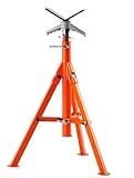 Alwalkee Heavy-Duty Folding Pipe Jack Stand 2500LBS Capacity, 20-37 inch Height Adjustable V-Head Support, 45# Steel Construction for 1/2 to 12 Inch Pipes, Professional Welding & Construction Use