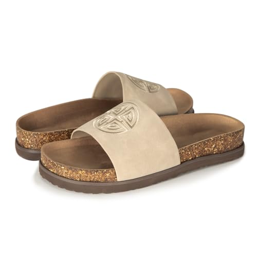 Women's Suede Slide Sandals with Arch Support,Cork Comfortable Summer Flat Sandals for Women 2025 Beach Vacation Shoes,Cute Dressy Sandals Outdoor Slippers4