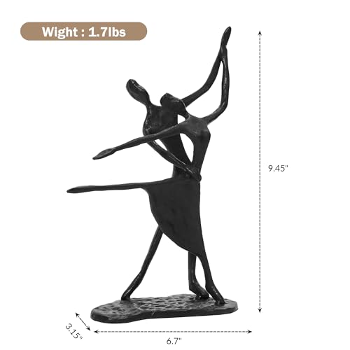 Escultura de Pareja Abstracta en Hierro Fundido Negro miniatura 2