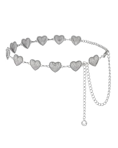 AWAYTR Western Chain Belts for Women - Silver Cowgirl Concho Belts for Jeans Dresses Country Concert Outfit Accessories