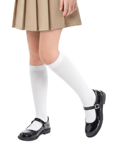 3 Pairs Girls Knee High Socks School Uniform Daily Wear 4-14Y Cotton Sock