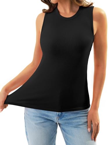 GKBK Womens Ribbed High Neck Tank Tops Racerback Slim Fitted Top Summer Basic Casual Sleeveless Shirts - image 6