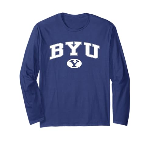 BYU Cougars Classic Arched Over Navy Officially Licensed Long Sleeve T-Shirt
