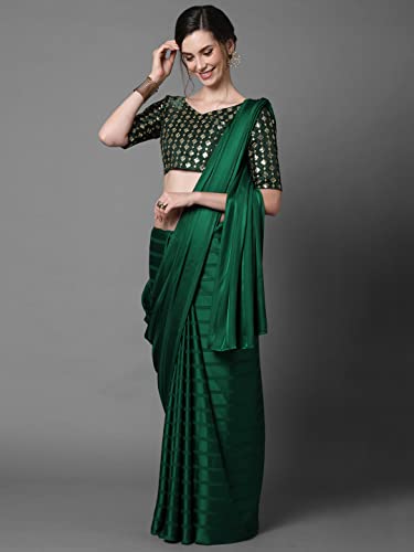 Image of AKHILAM Women's Georgette And Satin Chanderi Saree With Unstitched Blouse Piece (Multicolored 6STRP71 Parent)