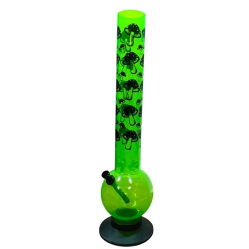 Image of PUFF SMART 16 Inch Mushroom Print Acrylic Waterpipe Bong (Green)