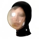 Latex Hood with Breathing Bag for Experience Suffocation Rubber Mask Club Party Wear (Black, L)