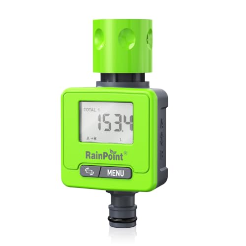 RAINPOINT Compteur d'eau de Jardin avec Raccord Rapide Intégré, Compteur d'eau Numérique avec Écran LCD…