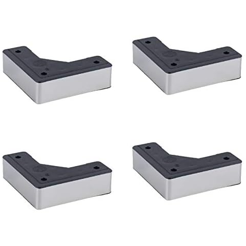 HUAZIYU L-shaped Furniture Support Legs Sofa Heightening Legs Plastic TV Cabinet Feet Stainless Steel Bed legs Coffee Table Legs,Replacement Legs for Couch,Load capacity 500kg,4 Pack(Silver50mm/2in) Cover