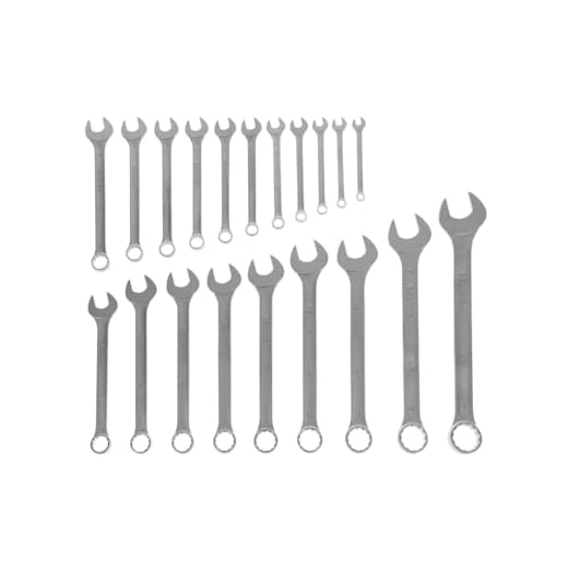 GEDORE 7-020 Ring-Maulschlüssel-Satz, DIN 3113 Form A, leicht durch schlankes Maul und schmale Maulwände, ergonomisch und handlich, Ring 15° abgewinkelt, matt Verchromt, 20-tlg UD-Profil 8-32 mm