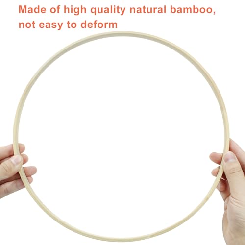 Image of Hitefu 6 Packs 12 Inch Bamboo Floral Hoop Rings (30cm) | Large Wooden Embroidery Hoops, For Crafts, Dream Catcher, Wedding, Hanging, Wreath