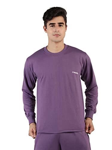 Image of CHKOKKO Men's Terry Cotton Loose Fit Full Sleeves Regular Fit T-Shirt