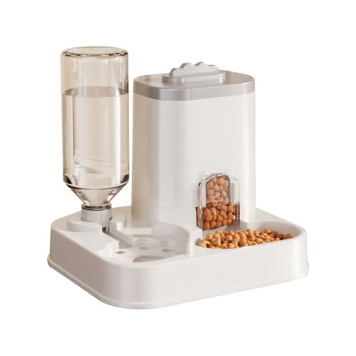 Dearollingペット 給餌と給水一体型 自動給水器 飲水用便利グッズ 猫用 給水マシン 猫 犬用ペット用品ボウル 便利 簡単 取り外し可能 (a,灰色)