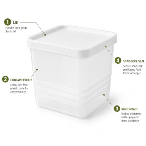 Image of Krevo Fridge Storage Containers 3600ml Pack of 18 | Airtight BPA Free White