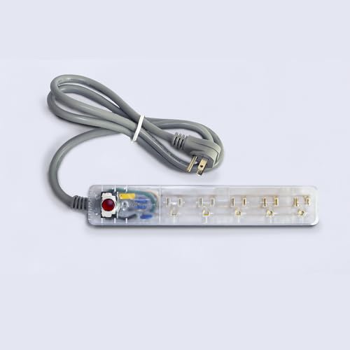 Clamper Power Strip 5-Outlet 4ft Extension Cord, Short Circuit Protection, Surge Protector 1800 Joules, 1875W, for TV, PC, Xbox, PS5 and Other Appliances, Home and Office, iCLAMPER Power 5 Clear