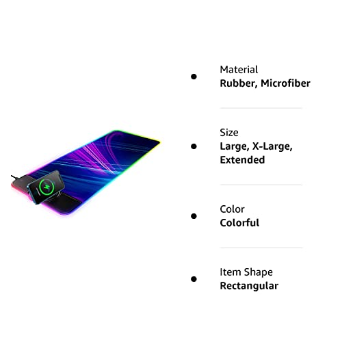 Rgb Large Gaming Mouse Pad With Wireless Chargering, 15W Led Big Keyboard Mousepads Mat, Premium Microfiber Cloth, Non-Slip Base, Spill-Resistant Computer Desk Pad Mat, 32X12In #TOP6