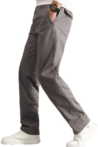 AIFARLD Mens Cargo Pants Elastic Waist Pants Sport Jogger Long Trousers for Hiking Fishing Running Workout
