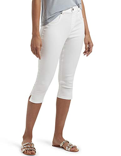 HUE Women's Ultra Soft Denim High Waist Short Capri Legging, White, Medium