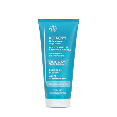 Image of Ducray Keracnyl Foaming Gel 200ml I Facewash for Oily skin, Acne, Pimples |Gentle cleanser I for Men and Women | Reduces Imperfection in 7 days I Mattifying Effect I Dermatologically Tested