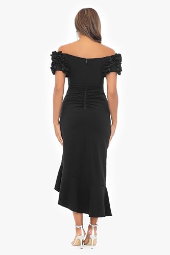 Image of Xscape Women's Off The Shoulder Ruffle Sleeve Midi Dress (Standard & Petite)