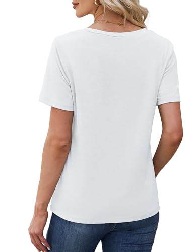C.O.Z.Y Short Sleeve T-Shirts V Neck T Shirts for Women Light Weight Casual Summer Top Outfit Clothes 2025 White XXL — view 2