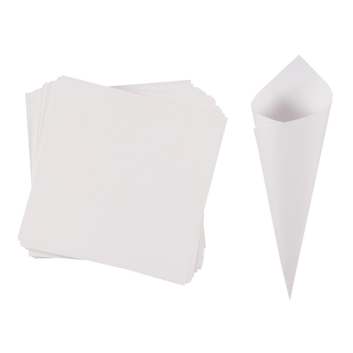 ECYC 30pcs Conos de Confeti de Boda Papel Kraft 6.6x6.6 Pulgadas, Conos de Papel Soporte de pétalos de Flores ecológico para Bodas, Blanco