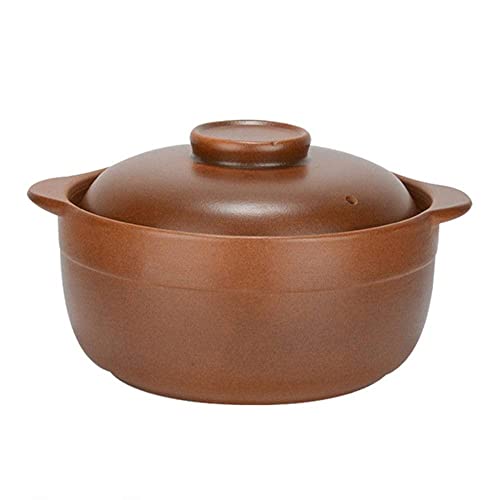 Cacerola de terracota con tapa, olla de arcilla de cerámica para fuego abierto, cacerola de loza antigua, mango aislado, gran capacidad.