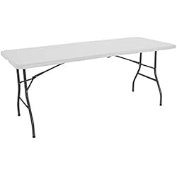 Mesas Con Maletas THINIA HOME Mesa Catering Plegable Portátil Rectangular Blanca 240 cm Mesa Multiusos: Camping, Eventos en Espacios Exteriores o Interiores | Mesa Resina y Patas Acero | 6-8 Personas